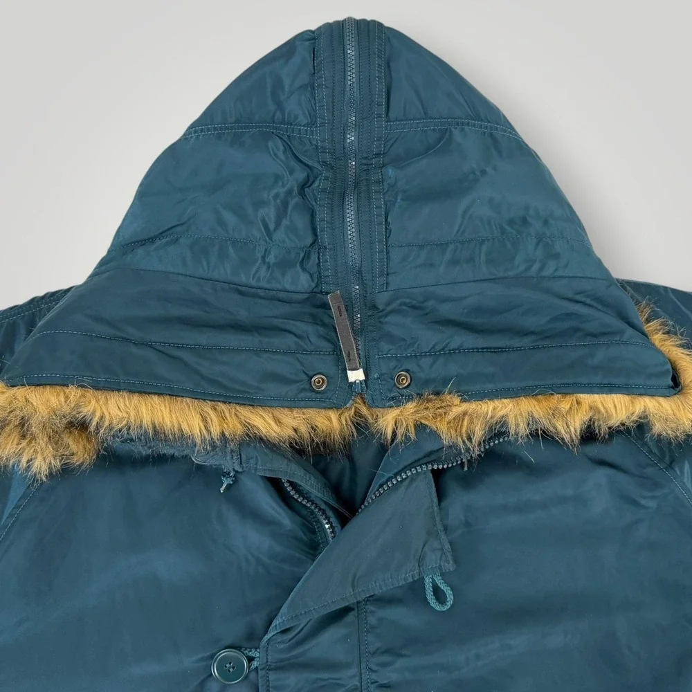 Alpha Industries N-2B Bomber Jacket Men's 5XL Blue Faux Fur Hood Winter